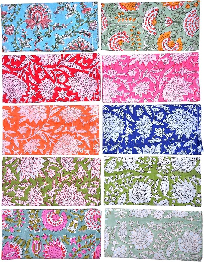 Hand Block Print Cloth Napkins Dining Table Napkin Set of 10 – 16x16 Inch for Farmhouse Decor T... | Amazon (US)
