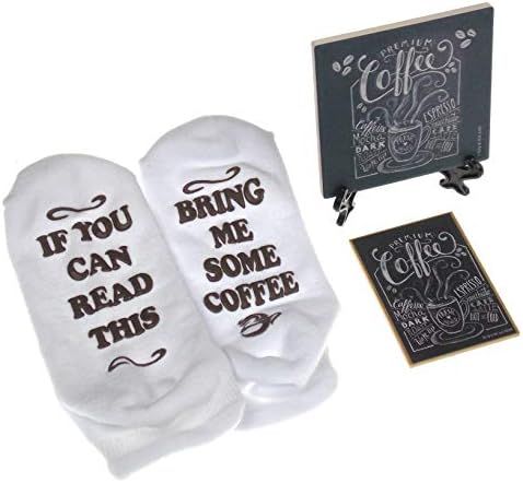 Coffee Lover's Bundle - If You Can Read This Bring Me Some Coffee Socks, Premium Coffee Coaster Ease | Amazon (US)