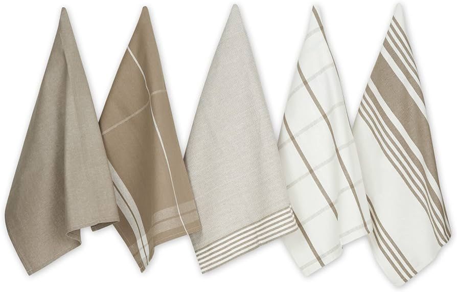 DII Assorted Woven Dishtowel Collection Classic Oversized, 20x28, Stone, 5 Piece | Amazon (US)