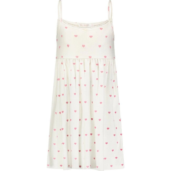 Girls Babydoll Gown, Pink Hearts Print | Maisonette