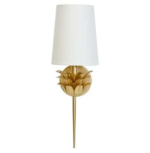 Daylily Hollywood 3 Leaf Gold Wall Sconce | Kathy Kuo Home