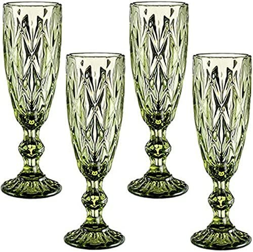 Champagne Flutes Set of 4 for Wedding Party Anniversary Christmas Birthday 5oz Vintage Pattern Em... | Amazon (US)