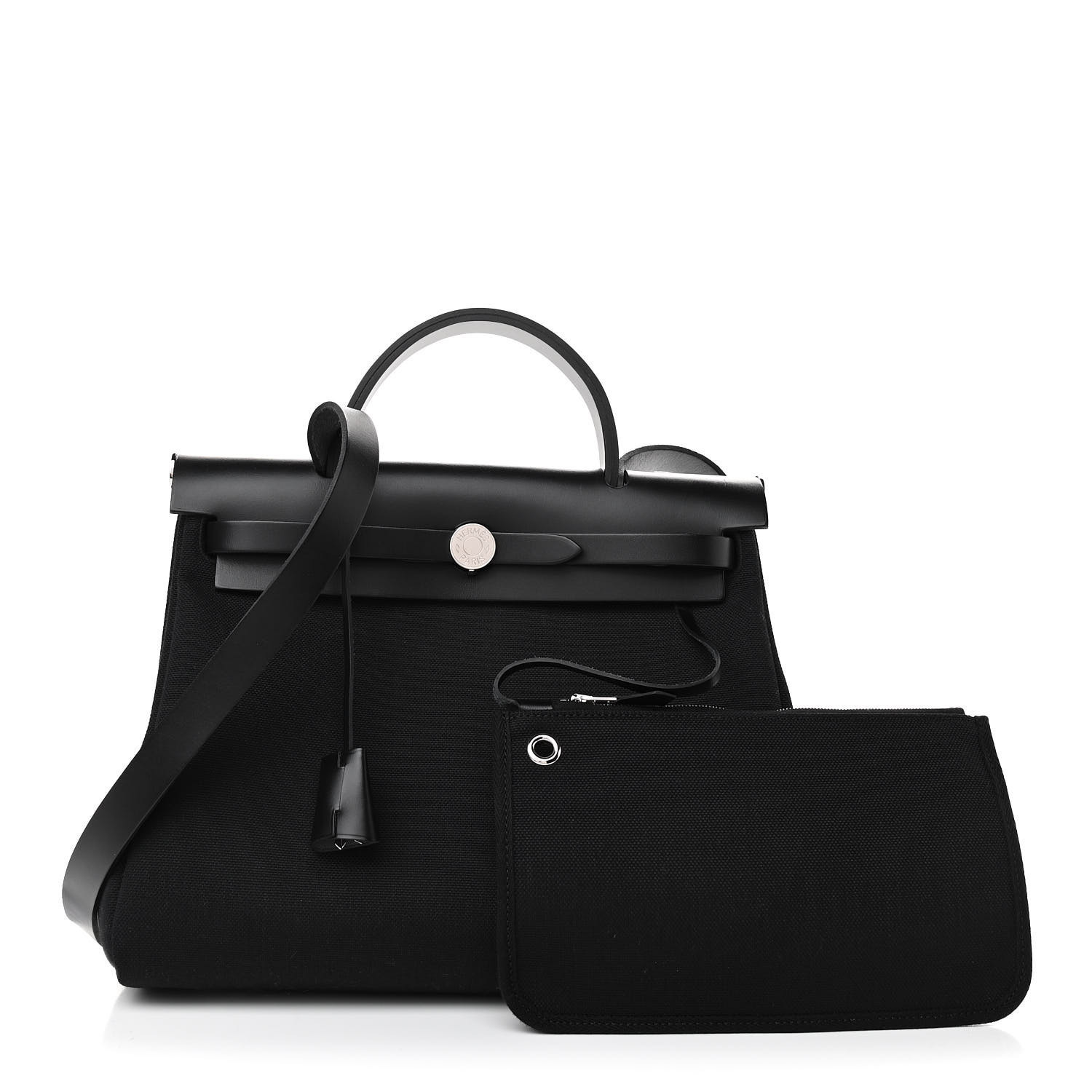 HERMES

Military Toile Vache Hunter Herbag Zip Retourne 31 PM Black | Fashionphile