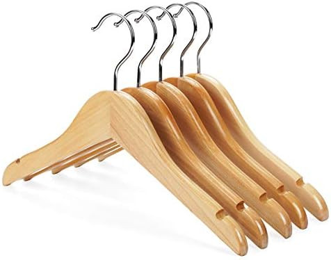 Nature Smile Kids Baby Children Toddler Wooden Shirt Coat Hangers with Notches and Anti-Rust Chro... | Amazon (US)