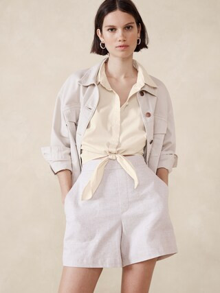 Poplin Tie-Front Crop Shirt | Banana Republic Factory
