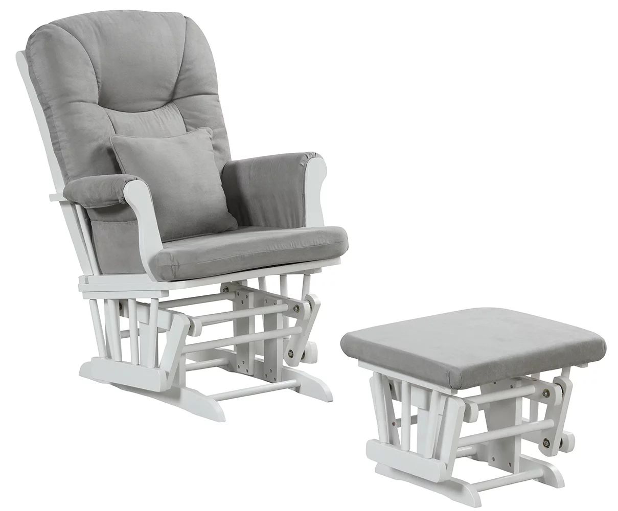 Angel Line Monterey II Glider and Ottoman, White Finish with Gray Cushions | Walmart (US)