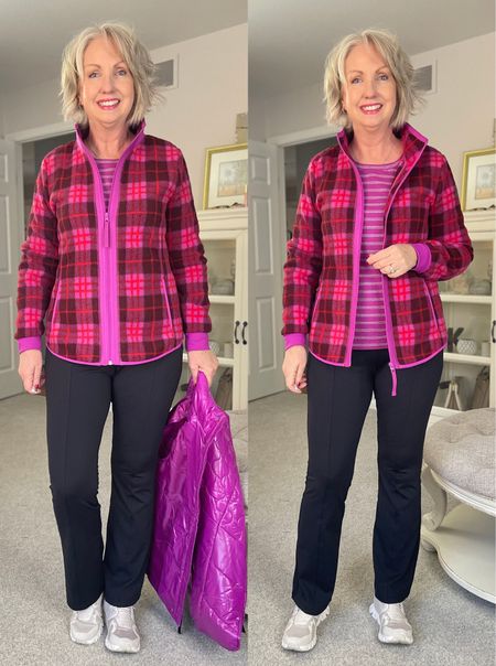 Get out for a walk! And look so cute while you log those steps. These Talbots out and about pants are polished yoga pants, perfect for getting out and about for errands, but also good for a walk through the neighborhood. How cute is this plaid jacket? Everything fits TTS and so comfortable. By the way these pants are not thick. Talbots shows them out in the snow, but I wouldn’t wear them in the snow. They’re definitely not cold weather pants  

#LTKfitness #LTKmidsize #LTKover40