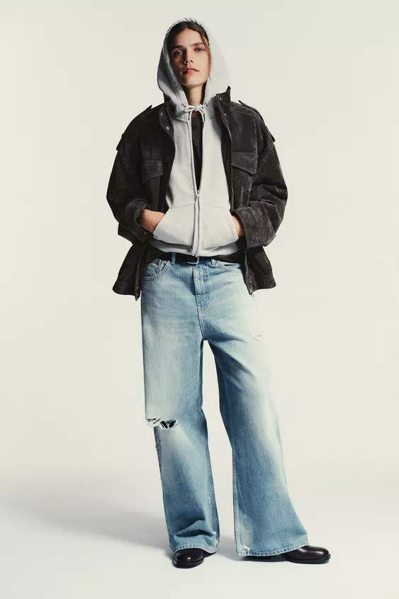 TRF MID-RISE RIPPED BAGGY JEANS | Zara US