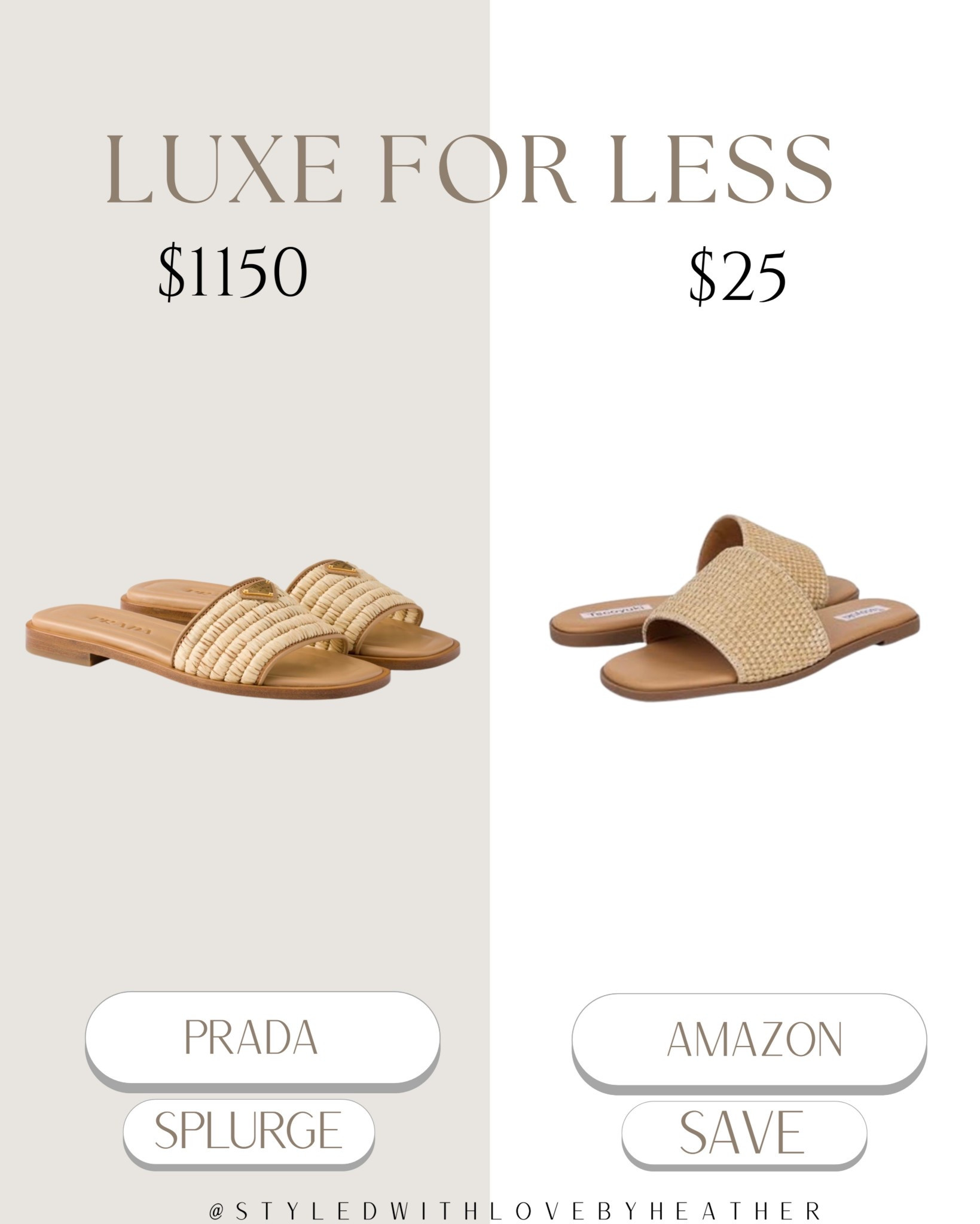 ✨ Luxe for Less: The Chic Raffia Summer Slide ✨

Love the look of these designer raffia slide sandals but not the $1,000+ price tag? This Prada Inspired Amazon find gives the same effortless summer vibe — woven texture, neutral tones, and that elevated resort-ready look that pairs with everything.

Perfect for vacations, beach days, and everyday summer outfits without the splurge.

Shop the Splurge vs. Save on my LTK ✨ 

 

 #LTKootd #LTKSwim #LTKTravel