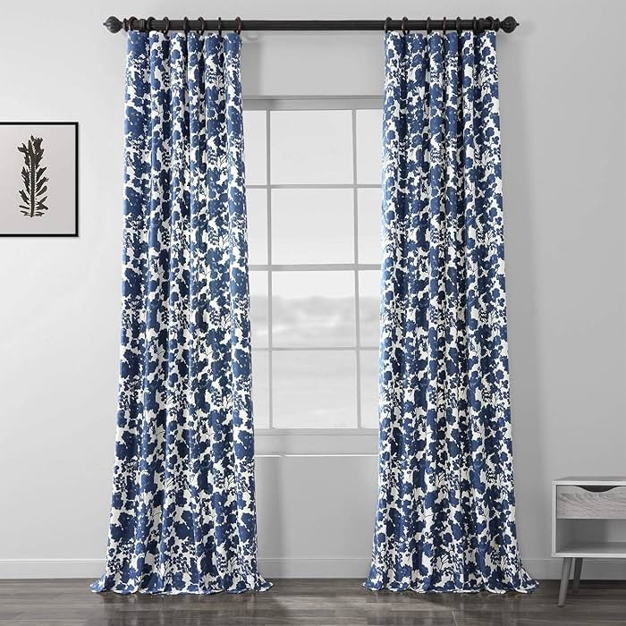 HPD Half Price Drapes Printed Floral Curtains 108 Inches Long Luxury Cotton Curtains (1 Panel) Ro... | Amazon (US)