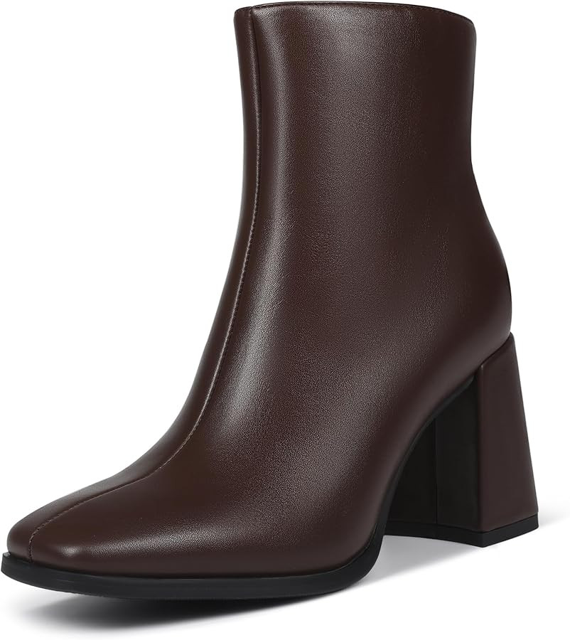 Womens Square Toe Ankle Boots Chunky Heel Causual Comfort Ankle Booties Dress Boots for Women | Amazon (US)