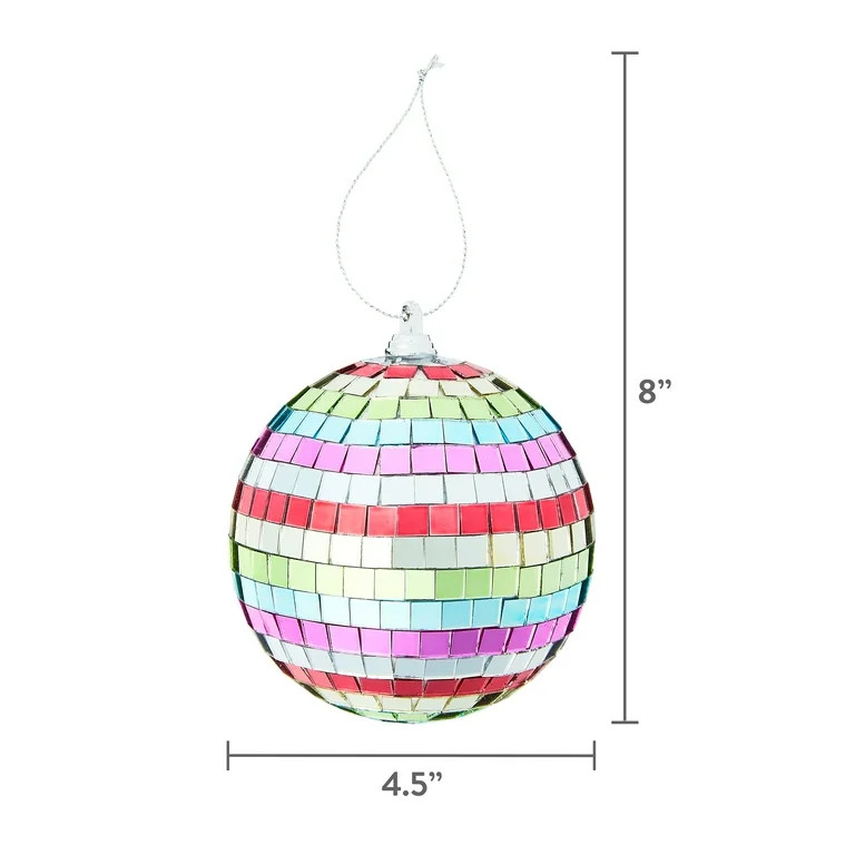 Multicolor Disco Ball Christmas Ornament, 4 in, 4 Count, by Holiday Time | Walmart (US)