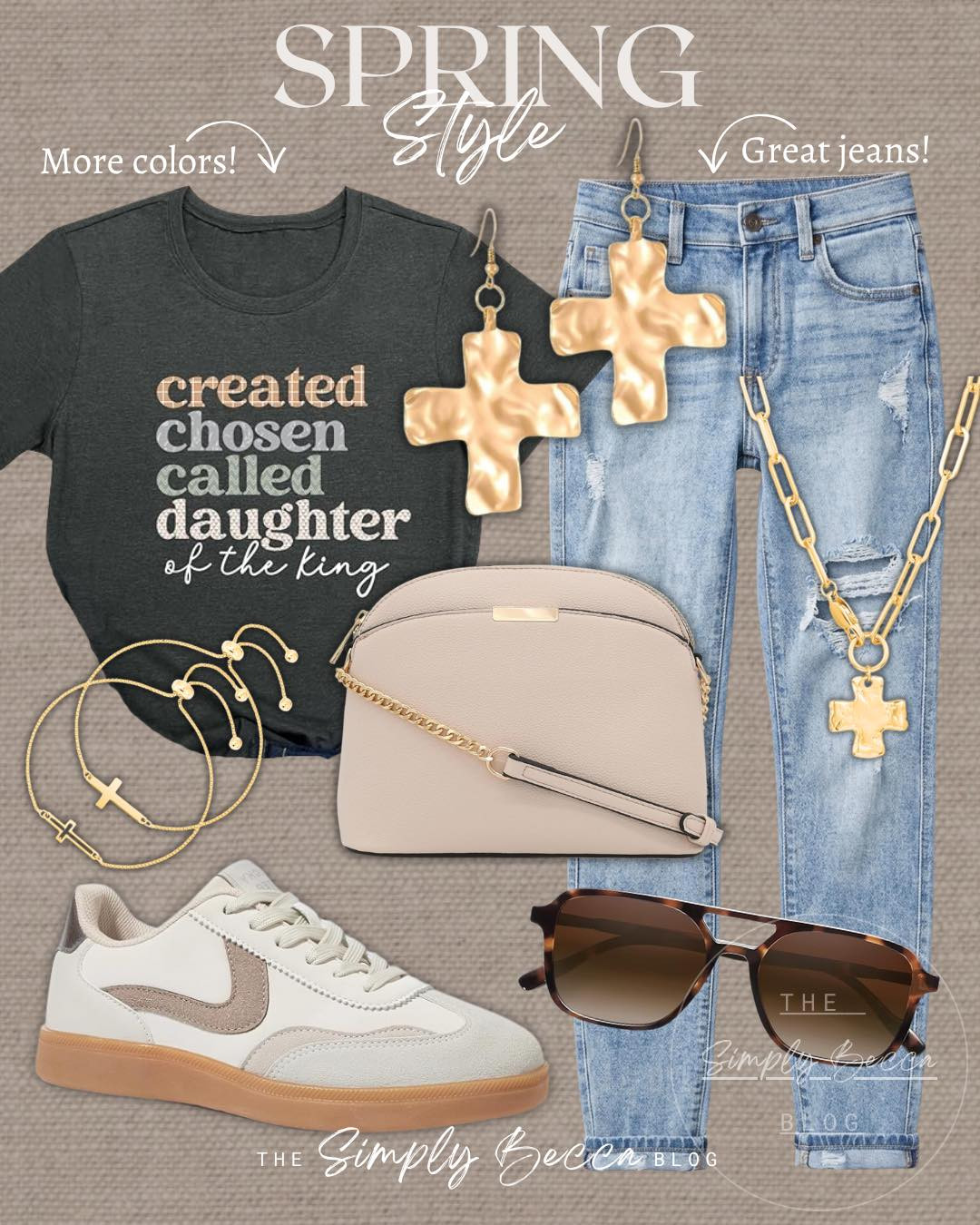 Just lovvvve this tee 🩷

@amazon #ltkwomens #ltkfinds #amazonfashion #chosen #crossearrings #necklace #sneakers #nudehandbag #springstyle  

 #LTKootd #LTKmomlife #LTKSeasonal