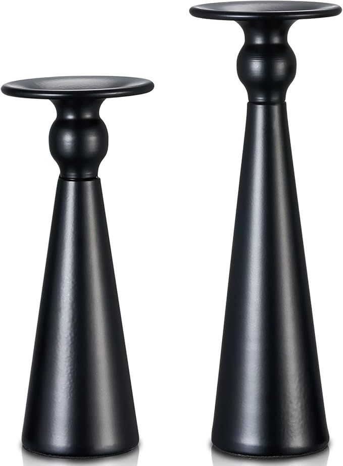 Metal Candle Holders Set of 2, Matte Black Candlestick Holders for 0.8" D Taper Candles for Weddi... | Amazon (US)
