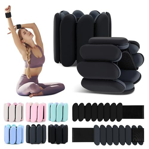 Wrist Weights Set of 2(1Lbs Each), Wearable Ankle Weights, Arm and Leg Weights for Women Men, Adjustable Bangles for Walking, Yoga, Swimming and Gym (Black) | Amazon (US)