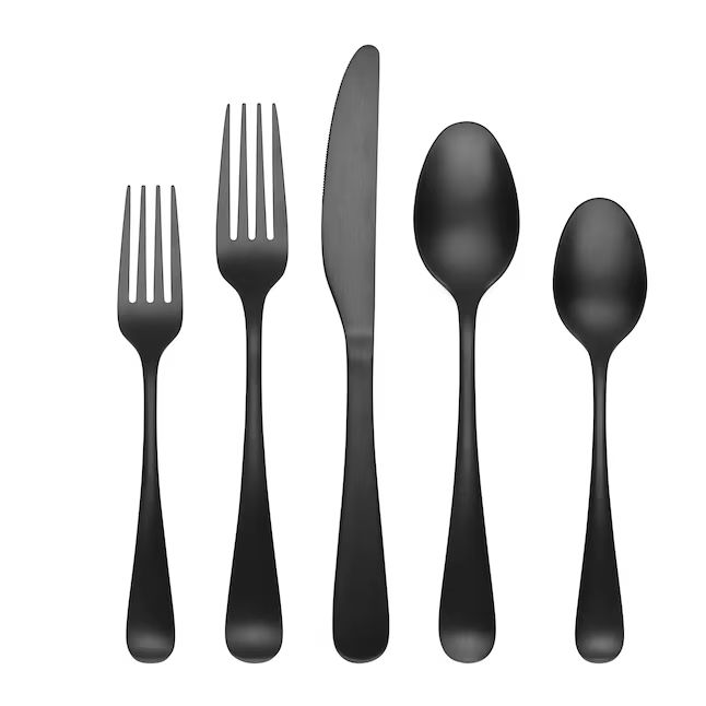 Cambridge Rhiannon Black Satin 20-Pieces Brushed Modern Flatware | Lowe's