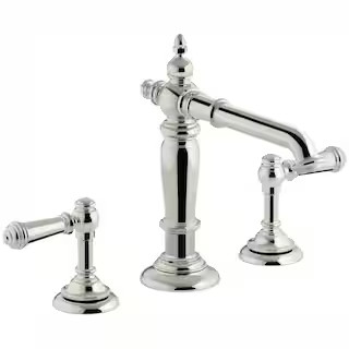 KOHLER Artifacts 8 in. Widespread 2-Handle Column Design Bathroom Faucet in Vibrant Polished Nickel  | The Home Depot