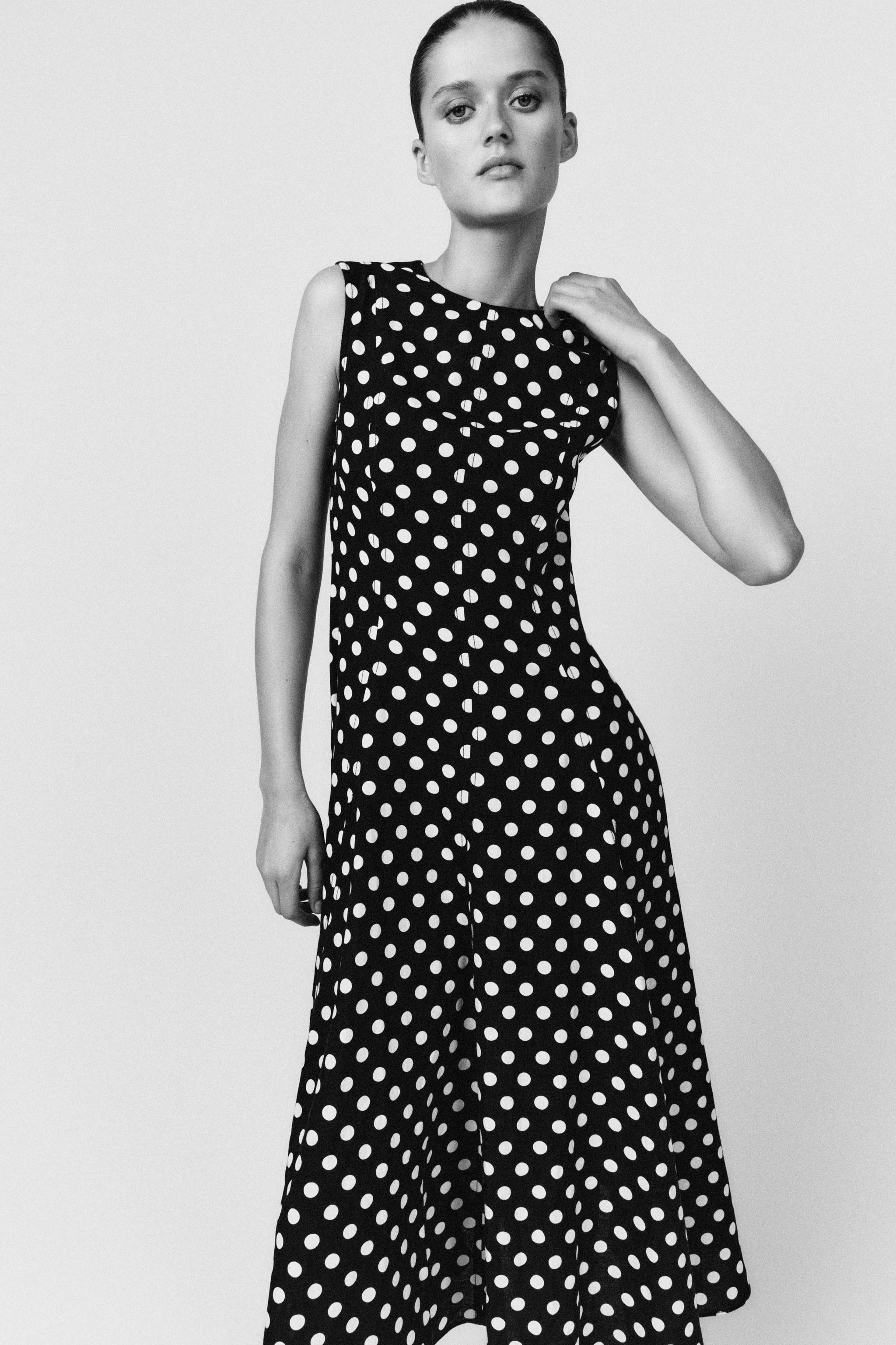 ZW COLLECTION POLKA DOT MIDI DRESS | Zara UK