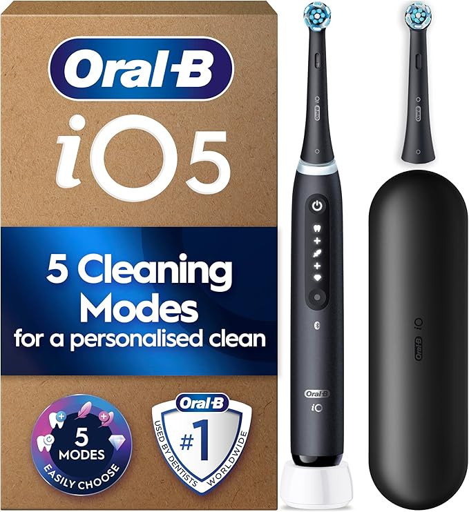Oral-B iO5 Electric Toothbrushes for Adults, 2 Toothbrush Head and Travel Case, 5 Modes with Teet... | Amazon (UK)