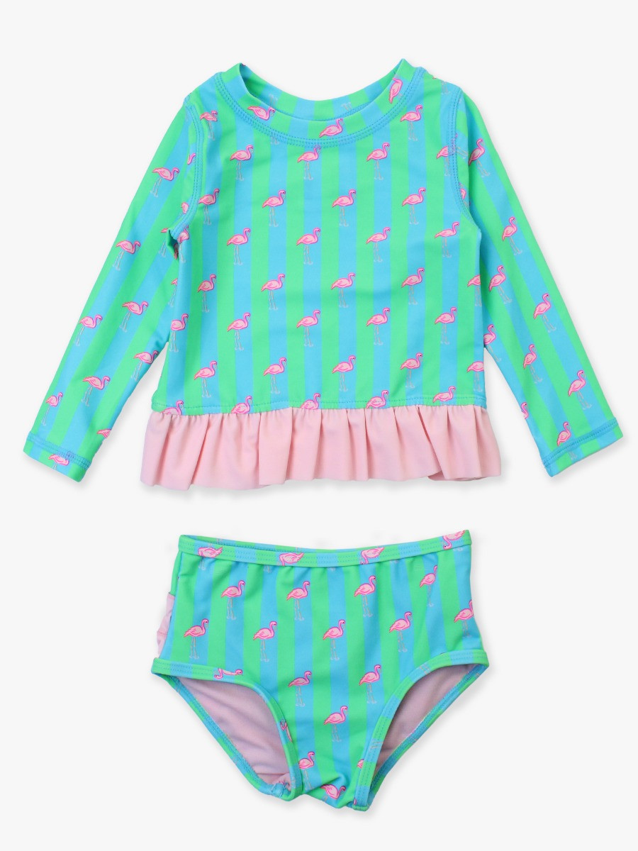 Long Sleeve Rash Guard Bikini Swimsuit | RuffleButts / RuggedButts