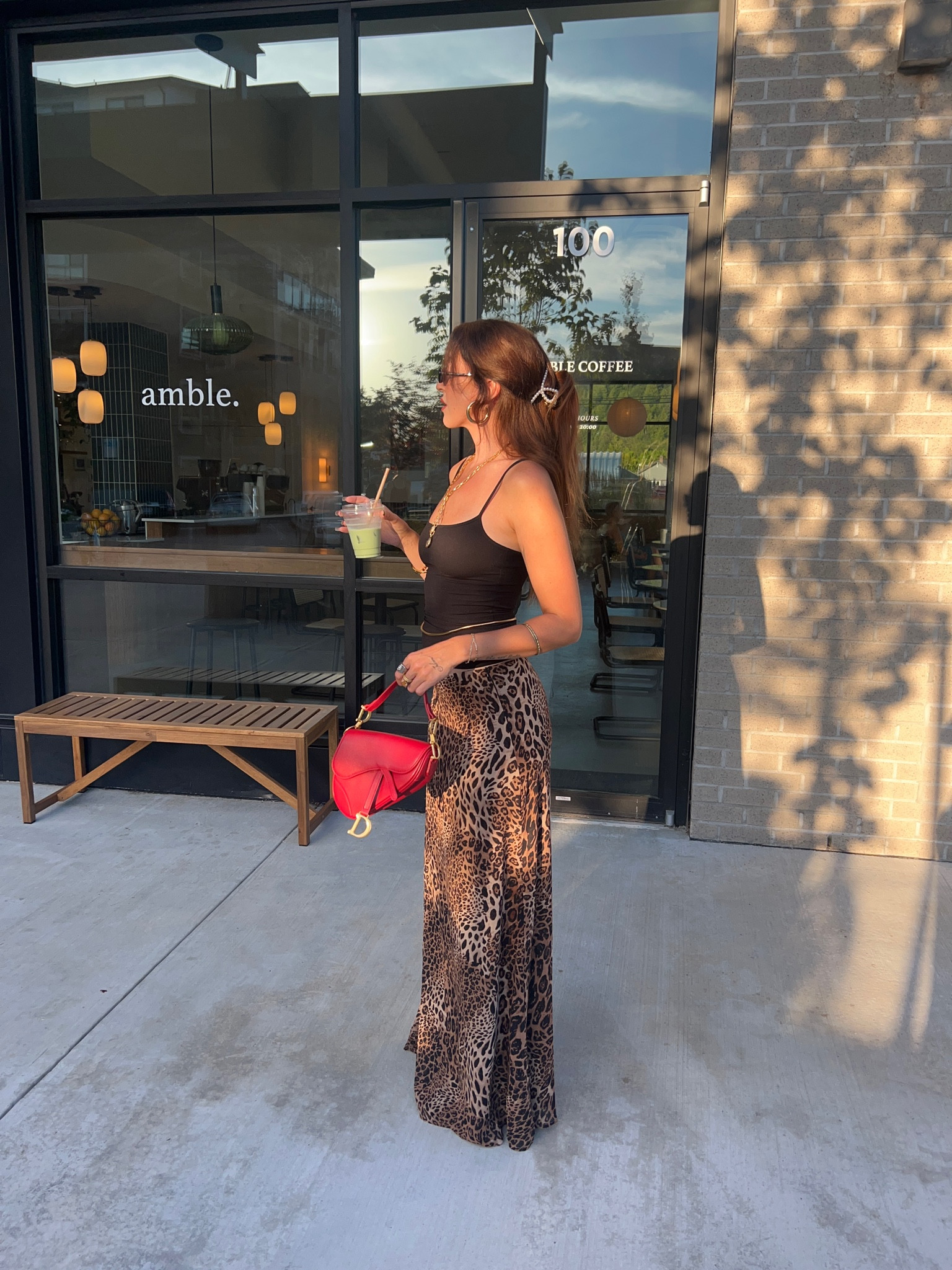 Cheetah print maxi skirt animal print outfit black bow flats animal print fashion, Leo print