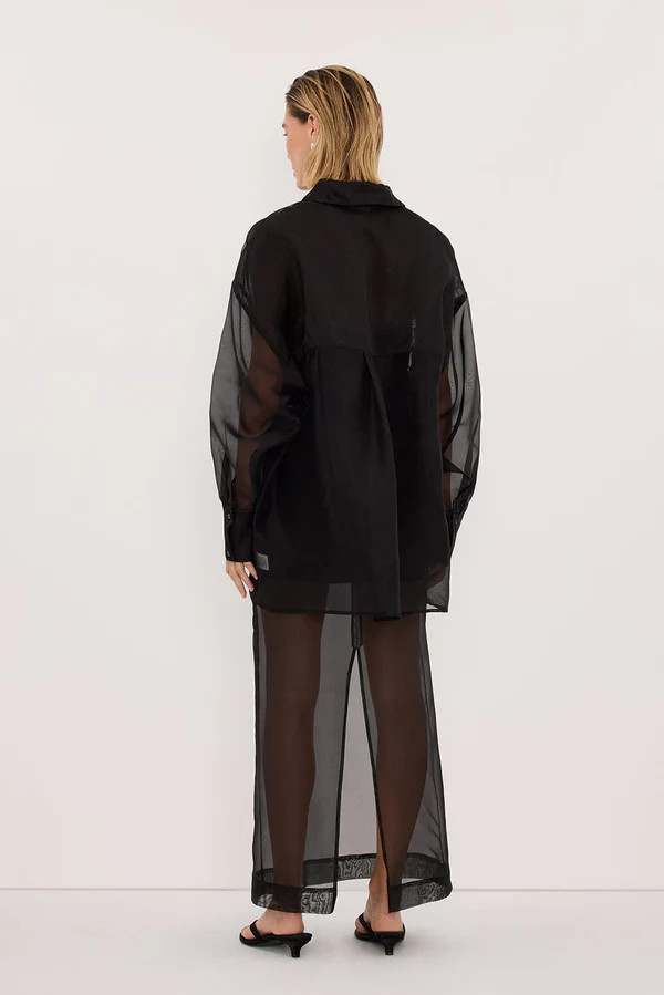 SIAN BLACK SILK ORGANZA SHIRT | DISSH