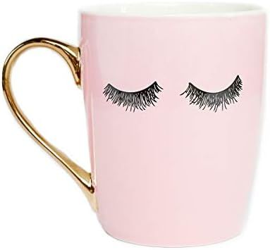 Sweet Water Decor Cute Coffee Mugs with Golden Handle | Girly Make Up & Mascara 16oz China Coffee Cu | Amazon (US)