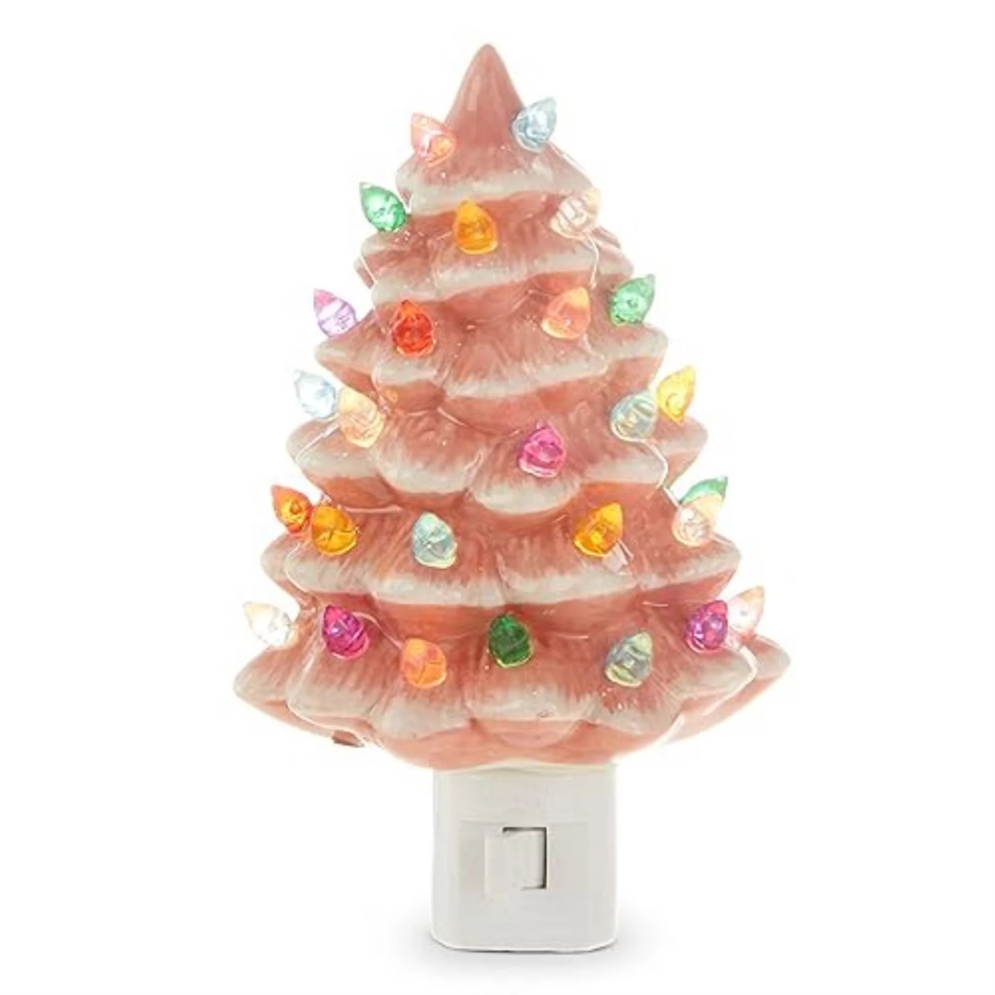 RAZ Imports Vintage Pink Christmas Tree Ceramic Night Light 6 inch Height | Kohl's