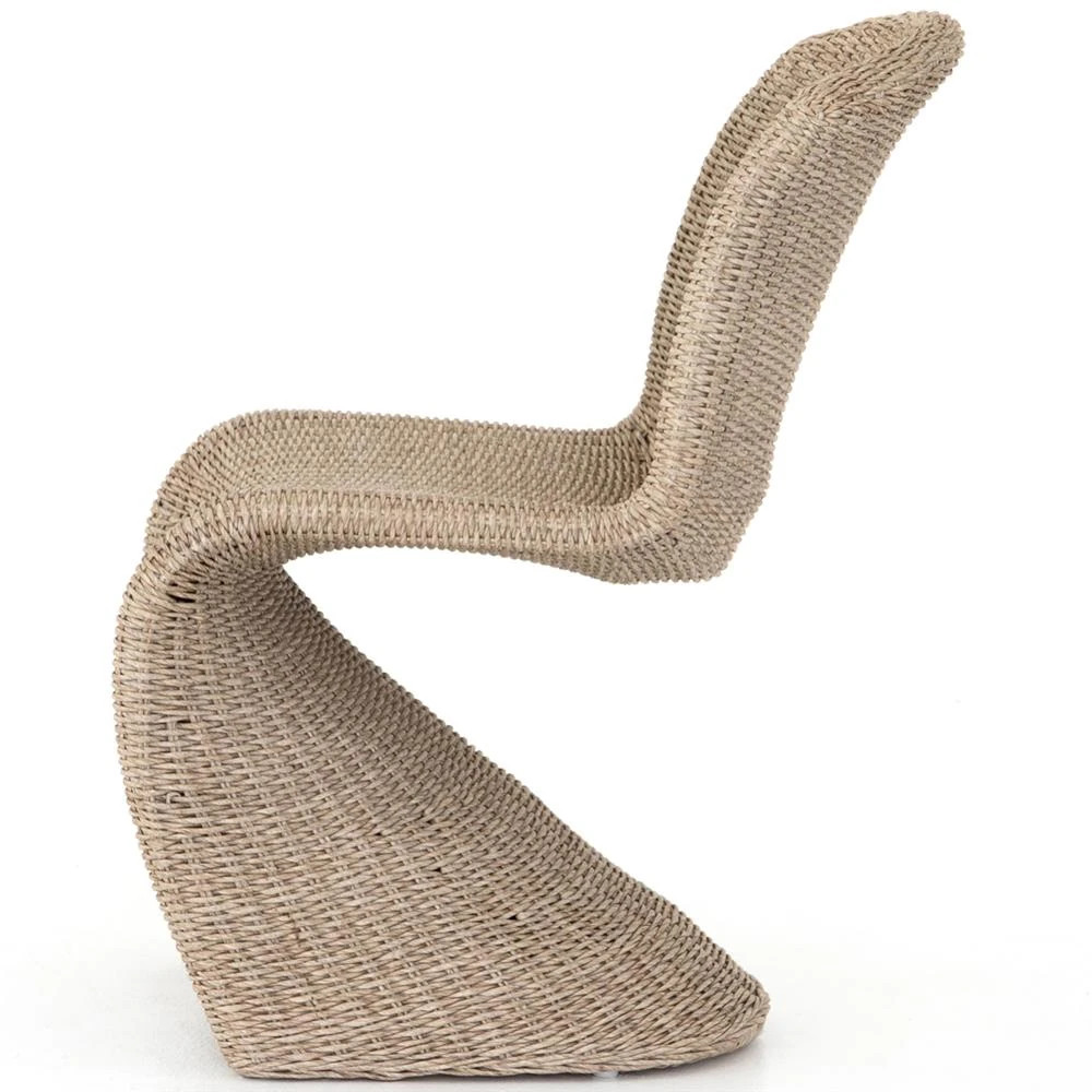 Ivanna Modern Classic Brown Woven Wicker Outdoor Dining Side Chair | Kathy Kuo Home