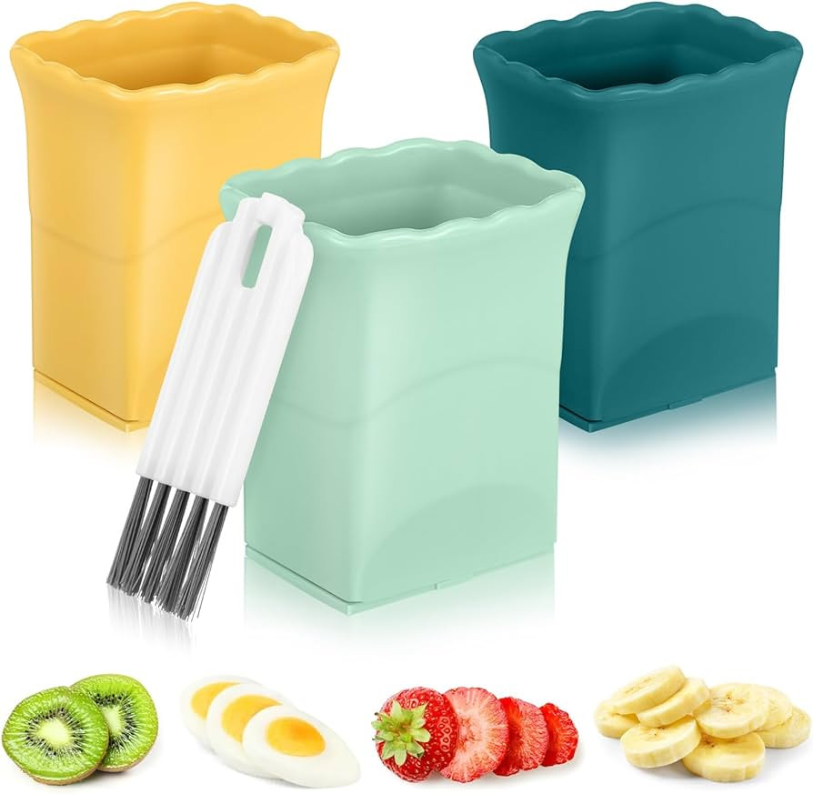 Cup Slicer Egg Strawberry Cutter: 3Pcs Handheld Fruit Slice Banana Slicers - Vegetable Slicer Mus... | Amazon (US)