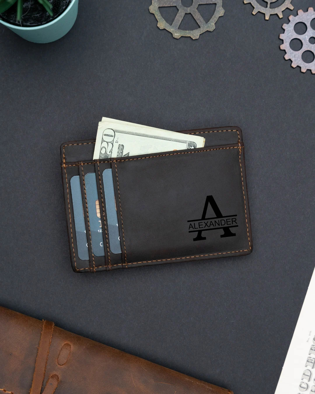 Minimalist Leather Wallet, Slim Card Holder, Personalized Card Holder, Fathers Day Gift, Leather ... | Etsy (US)