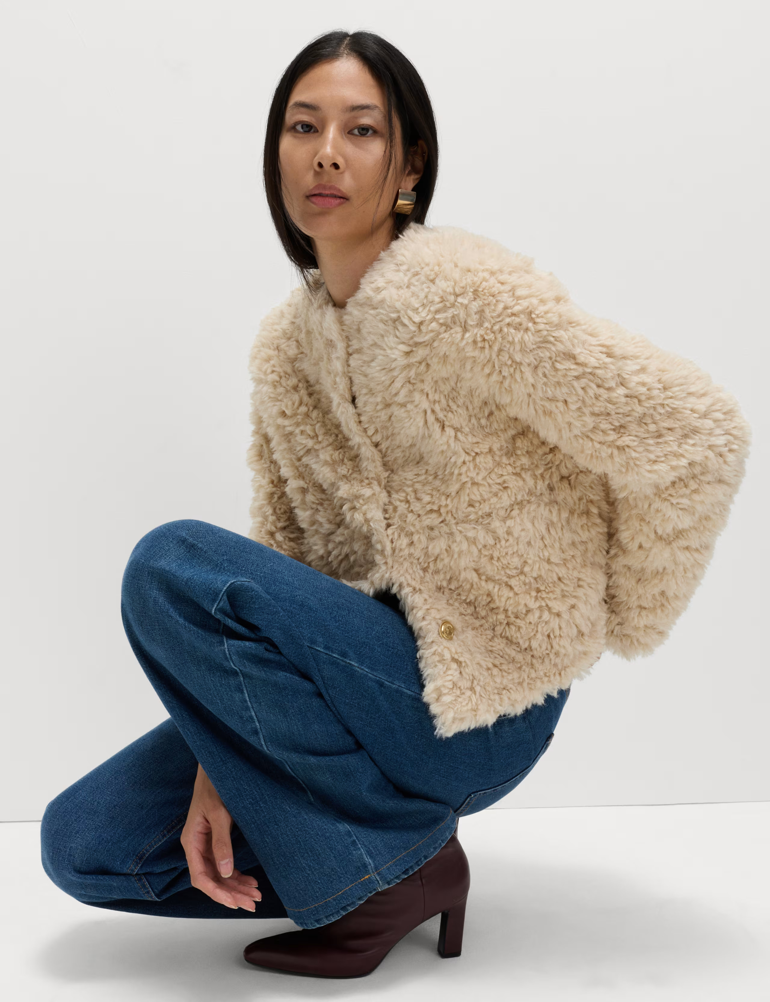 Faux Fur Textured Collarless Short Jacket | Marks & Spencer (UK)