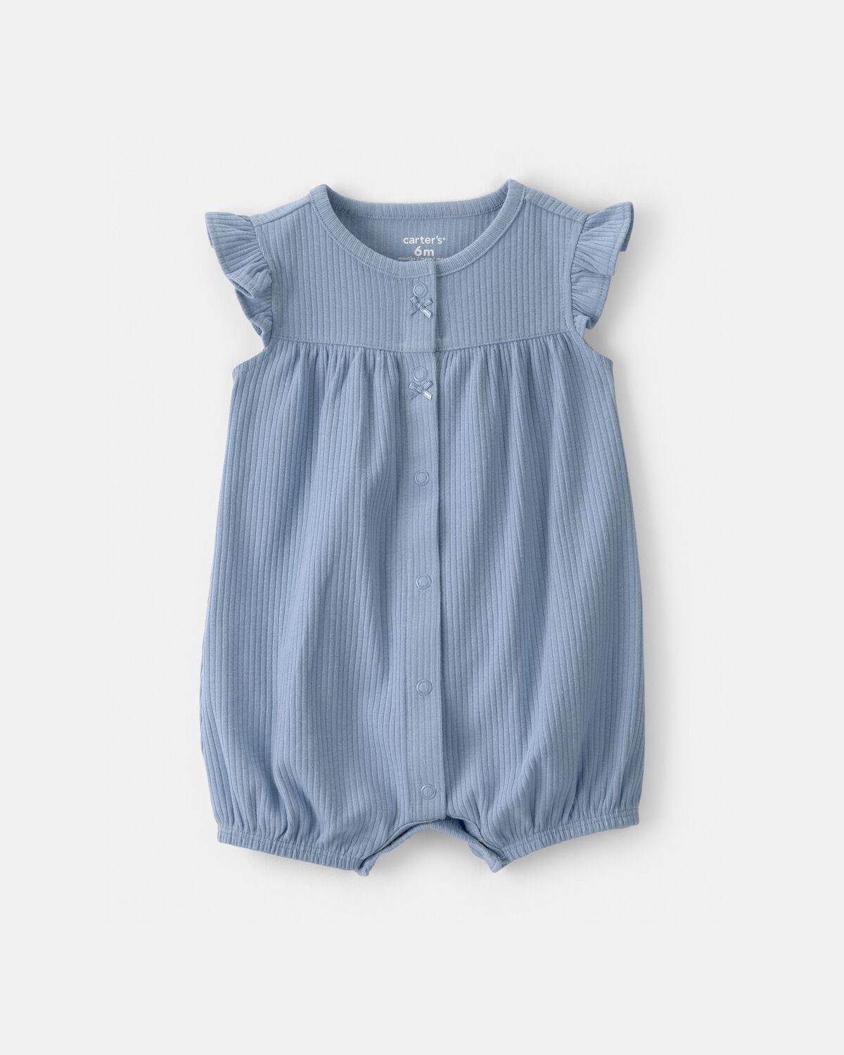 Baby Girl Rib Short-Sleeve Romper - Blue | Carter's Inc