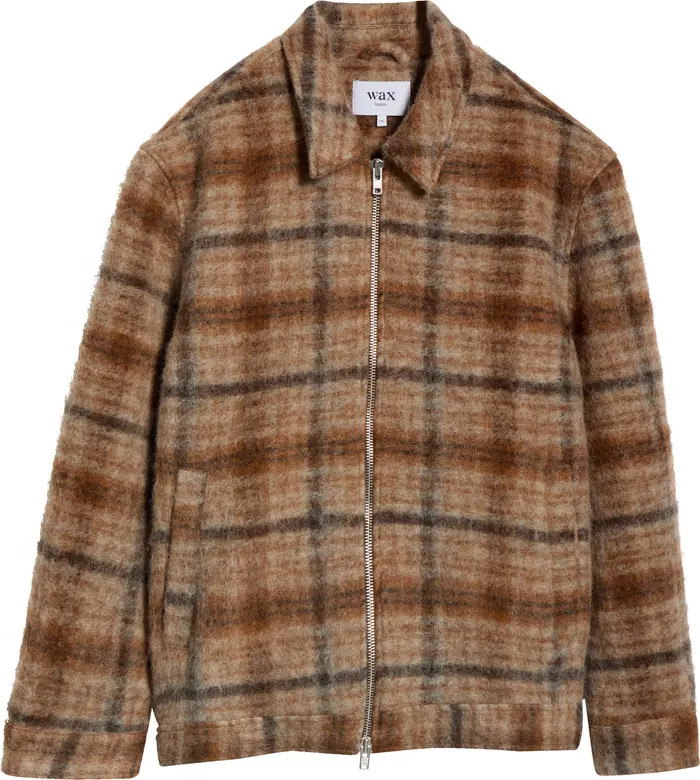 Heath Plaid Brushed Wool Blend Zip Jacket | Nordstrom