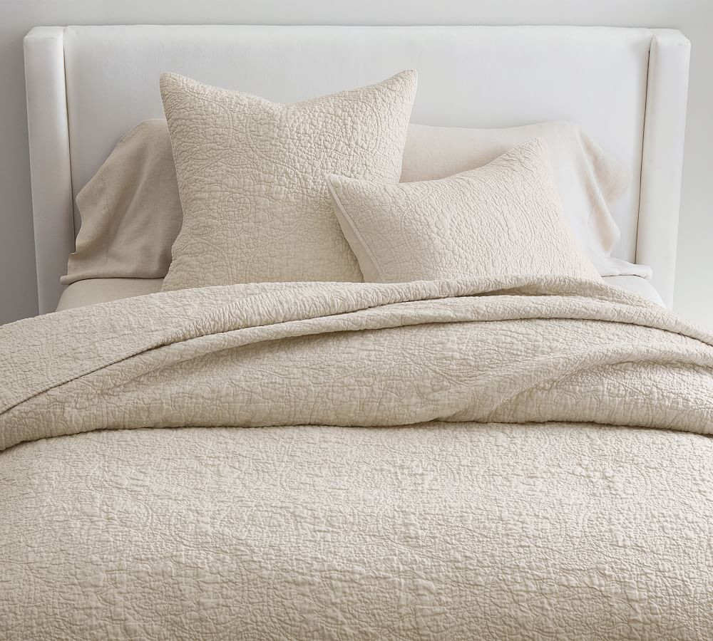 Belgian Flax Linen Floral Stitch Quilt & Shams | Pottery Barn (US)