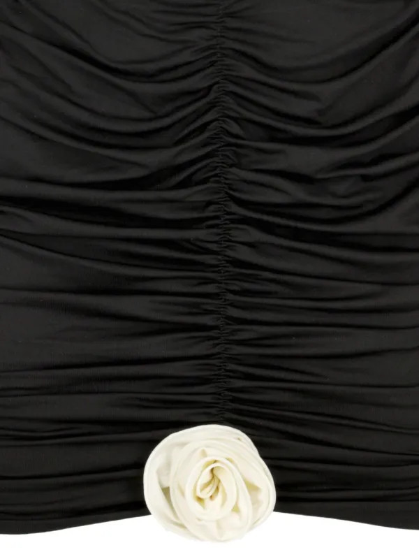 La Reveche Gathered rose-embellished Mini Skirt | Black | FARFETCH SK | Farfetch Global