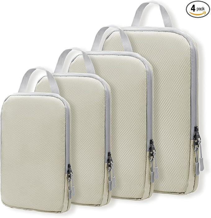 WOOMADA Compression Packing Cubes for Suitcases Travel Essentials 4 Set Expandable Travel Bags Or... | Amazon (US)