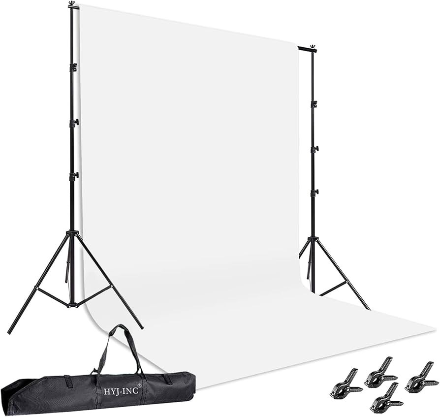 Photo Background Support System with 8.5 x 10ft Backdrop Stand Kit, 100% White Cotton Muslin Back... | Amazon (US)