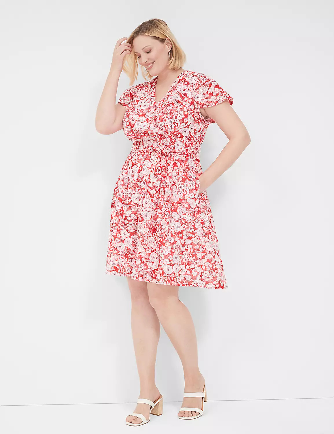 Lena Surplice-Neck Fit & Flare Dress | LaneBryant | Lane Bryant (US)