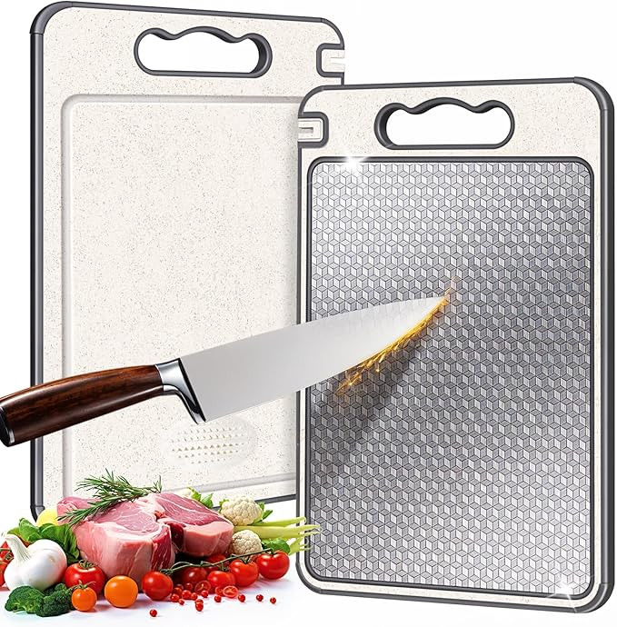 Stainless Steel Cutting Board, Double Sided Chopping Board for Kitchen, Scratch-resistant Mesh De... | Amazon (US)