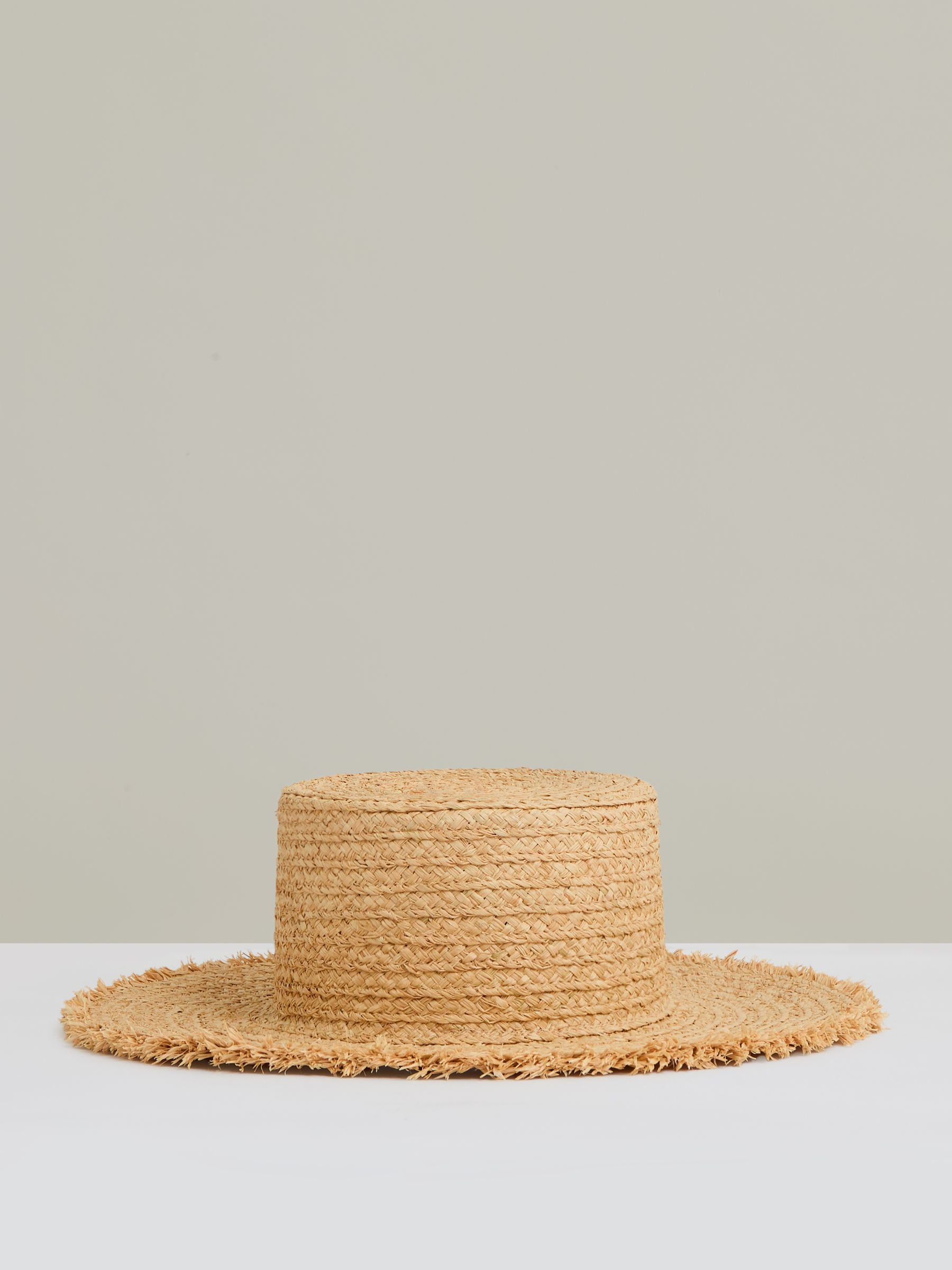 Reiss Straw Boater Hat in Natural - REISS | Reiss UK