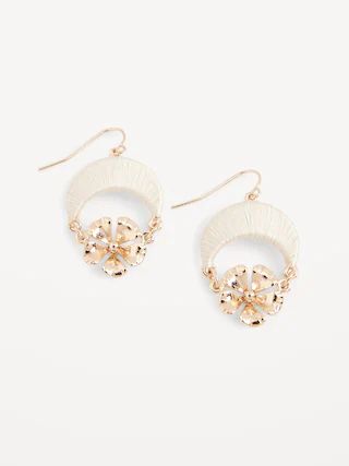 Gold-Tone Wrapped Floral Hoop Drop Earrings for Women | Old Navy (US)