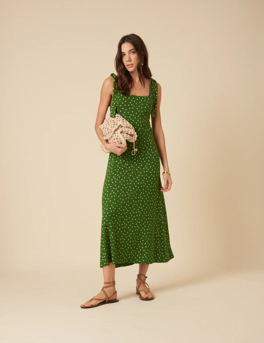 Green Polka Dot Adrian Midi Dress | Nobody's Child