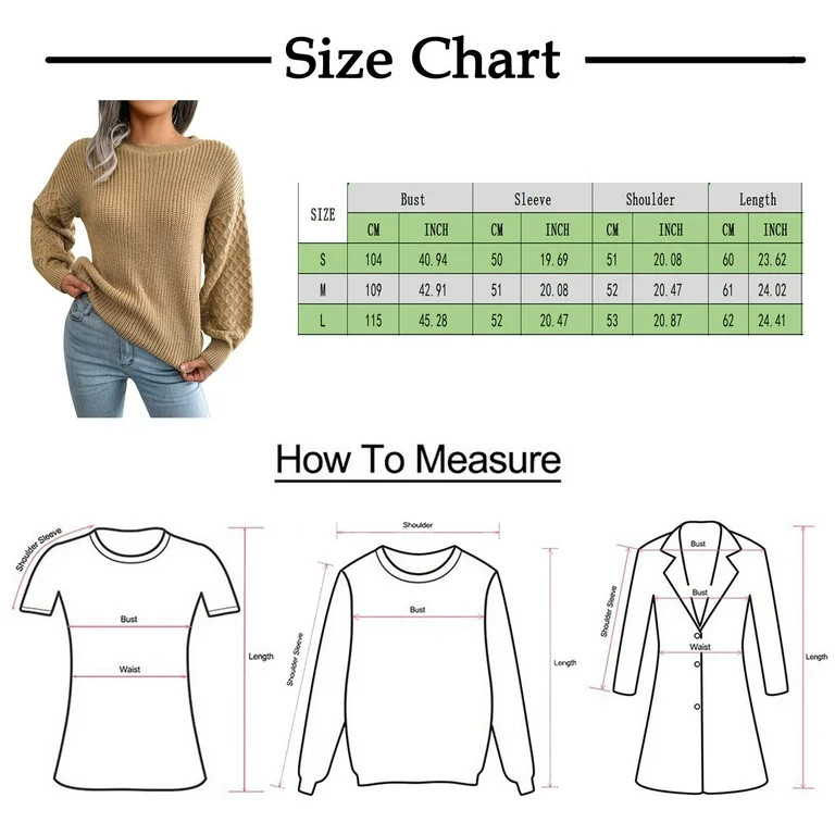 Lisingtool Sweaters For Women Women'S Fall Long Sleeve Crew Neck Solid Color Cable Knit Casual Ov... | Walmart (US)