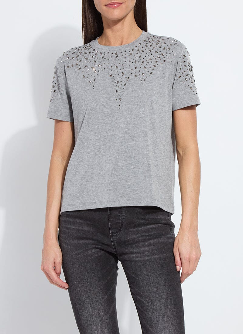 Malva Embellished Crew Neck Top | Lysse NY