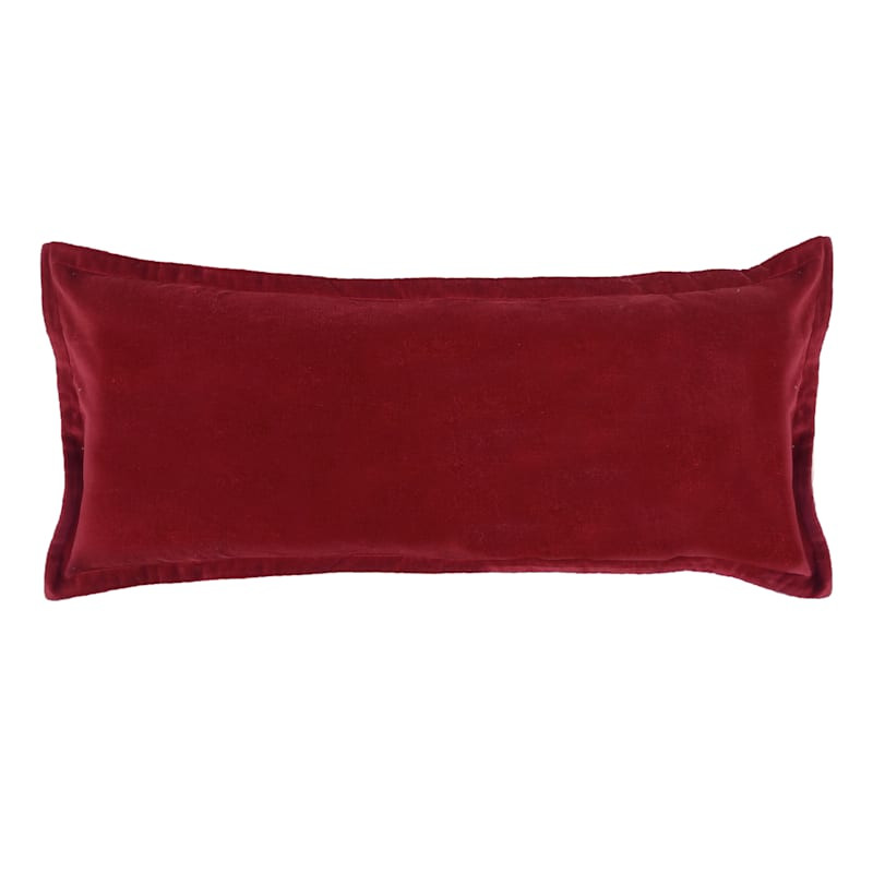 Providence Burgundy Cotton Velvet Throw Pillow, 14x36 | At Home