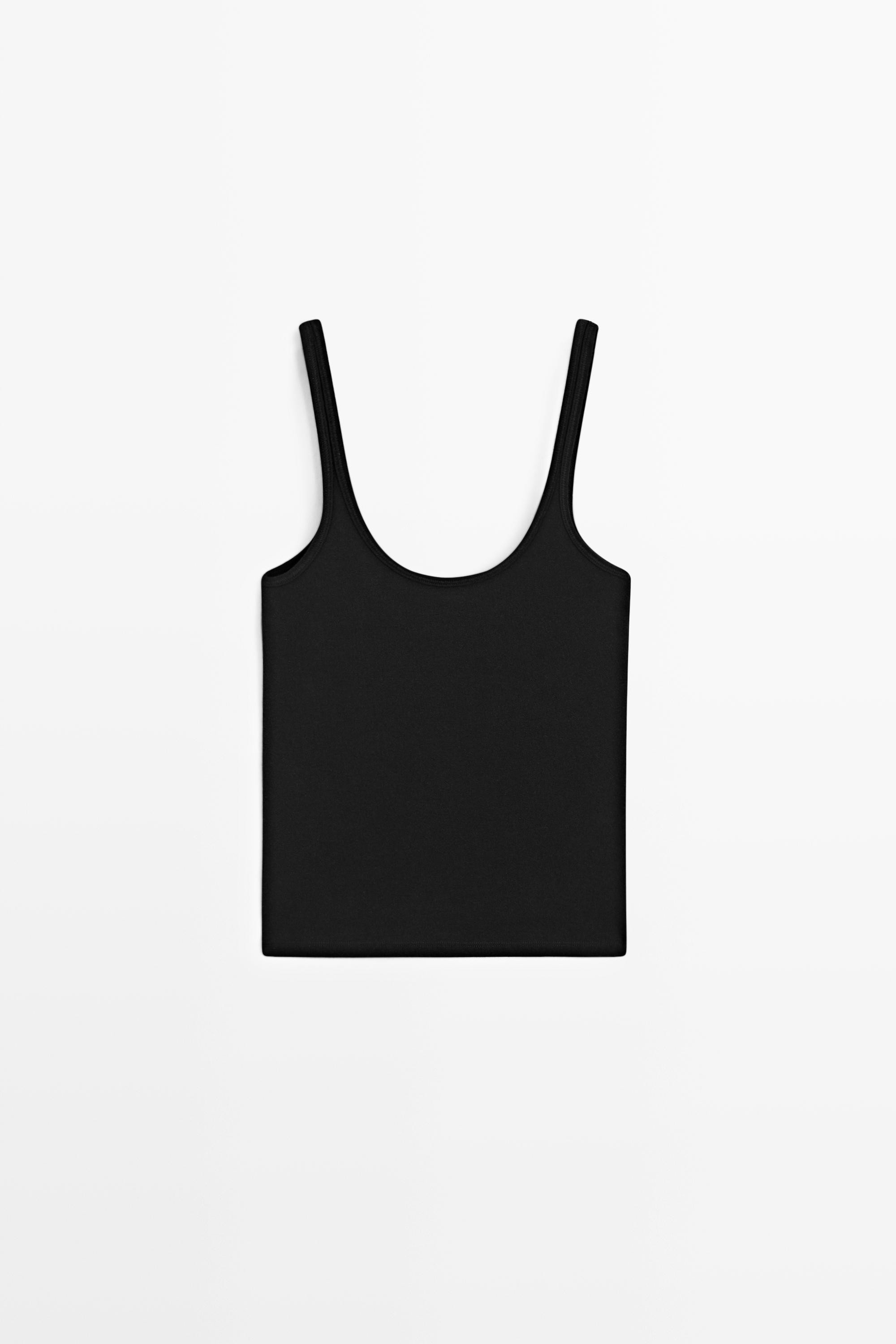 Strappy cotton blend top | Massimo Dutti US