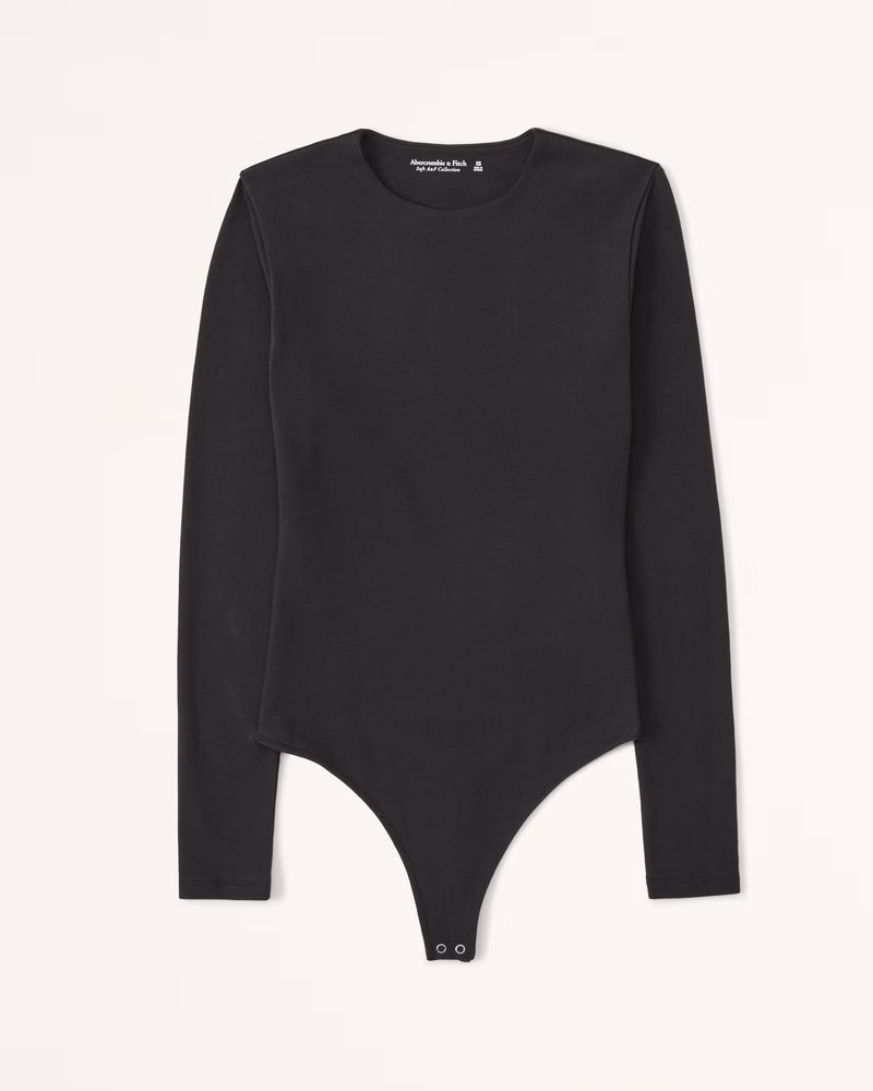 Long-Sleeve Cotton-Blend Seamless Fabric Crew Bodysuit | Abercrombie & Fitch (US)