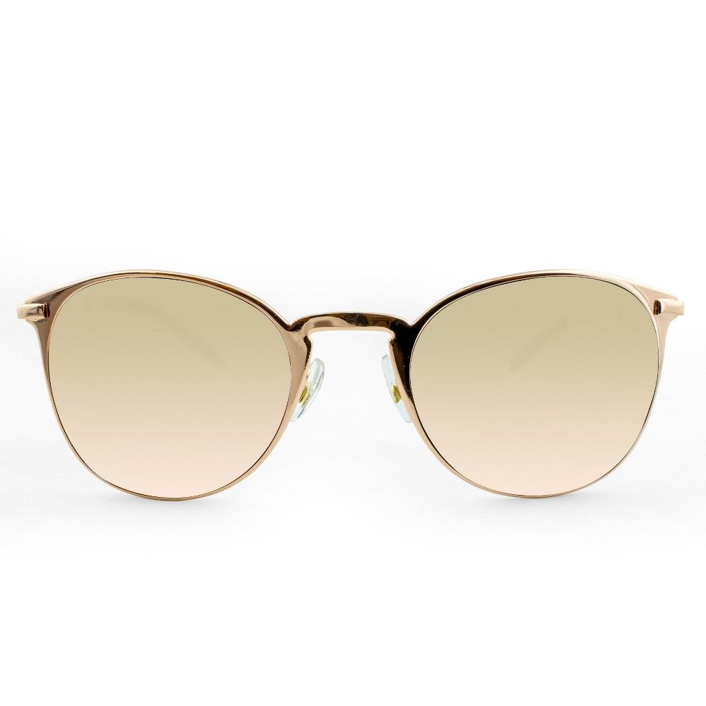 Women's Metal Clubmaster Sunglasses with Rose Gold Lens - A New Day Rich Gold, Gold/Grey/Pink | Target