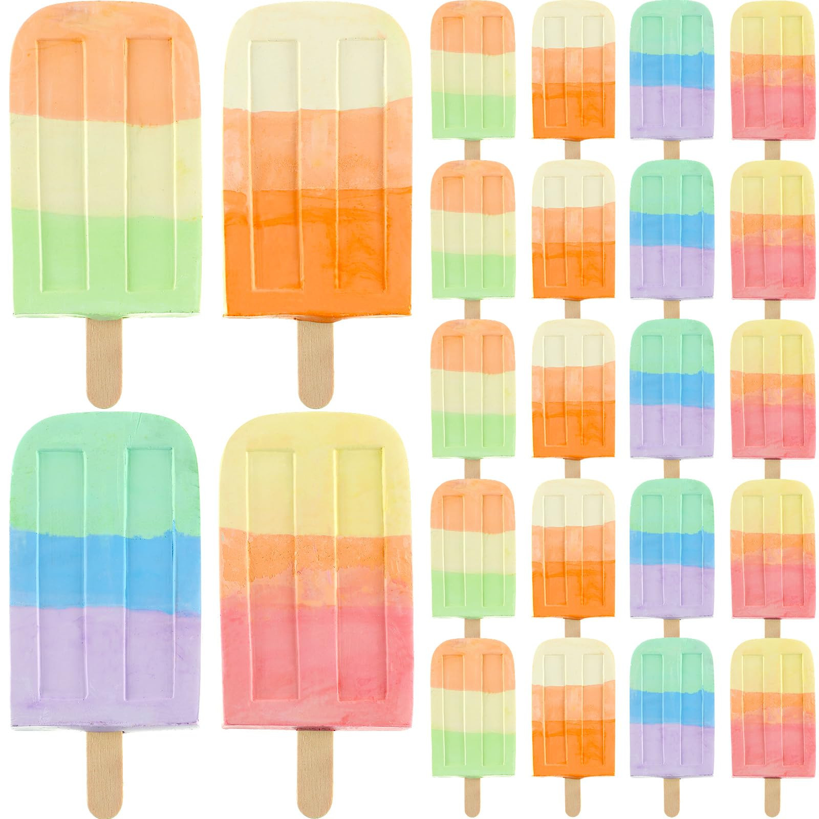 Mooliwe 24 Pcs Ice Cream Sidewalk Chalk Set Multicolor Party Favors Bulk Washable Safe Outdoor Ch... | Amazon (US)